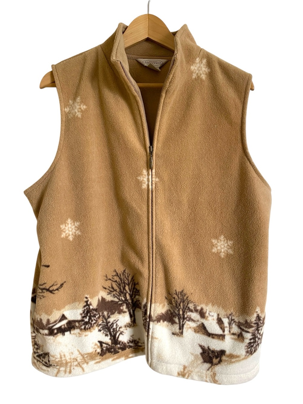 Northern Reflections Vintage Brown and White Fleece Vest Extra Large - Picture 1 of 11